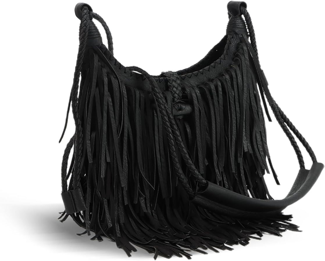Emprier Vintage Fringe hobo bags for Women Vegan Faux Suede Leather Tassel Crossbody Bag Fringe P... | Amazon (US)