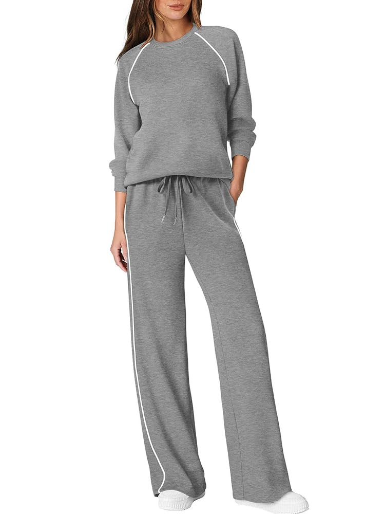 SAMPEEL Women 2 Piece Lounge Sets Sweatsuit Fall Outfits Matching Wide Leg pants Set Tracksuit Tr... | Amazon (US)