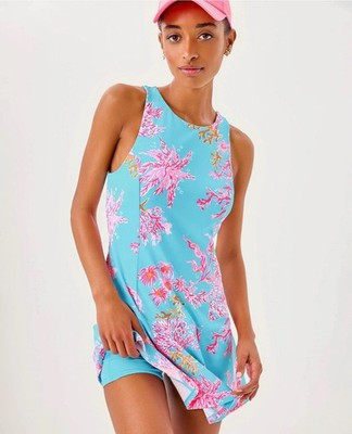 Lilly Pulitzer Westley Active Dress UPF 50+ Multi Royal Coral Size XL NEW | eBay US