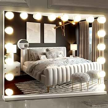 M MIVONDA Hollywood Vanity Mirror with 18 Bulbs Lights, Large Lighted Makeup Mirror for Desk and ... | Amazon (US)