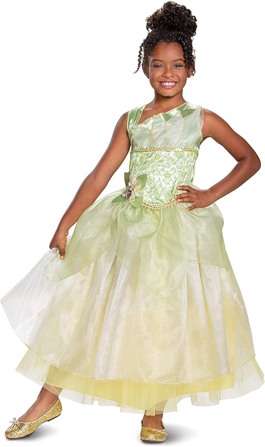 Disney Princess Tiana Deluxe Girls' Costume, Green | Amazon (US)