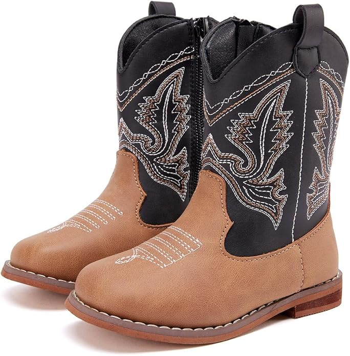 BMCiTYBM Toddler Cowboy Boots Western Cowgirl Boots Boys Girls Mid Calf Square Toe Riding Walking... | Amazon (US)
