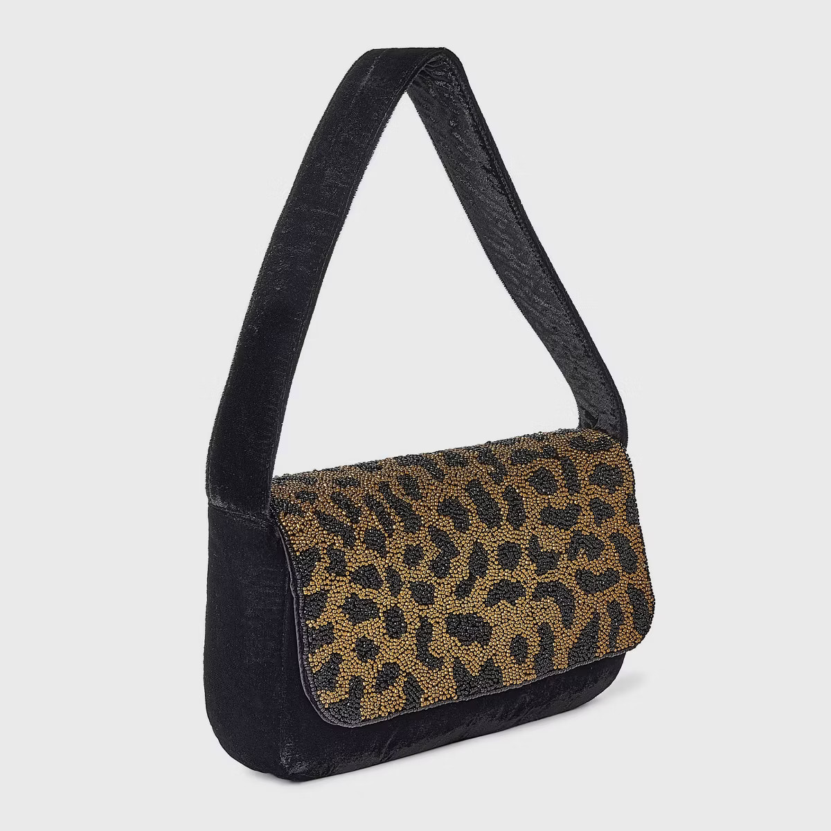 Embellished Leopard Print Flap Shoulder Bag - A New Day™ Black/Brown | Target