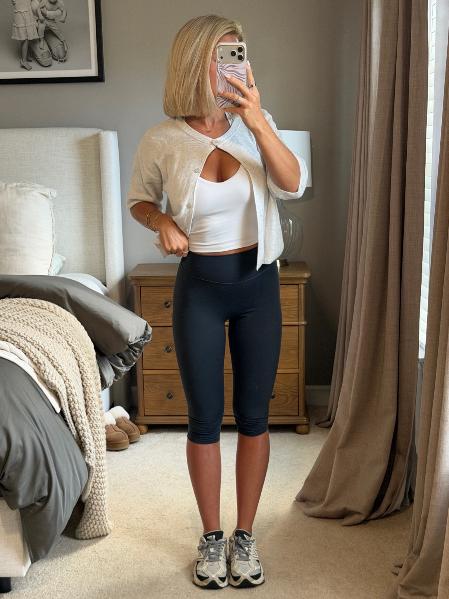 Wearing a medium in white top and small in bottoms. Grey cardigan is old from Target, linked similar below 🫶

#LTKmomlife #LTKootd #LTKActive