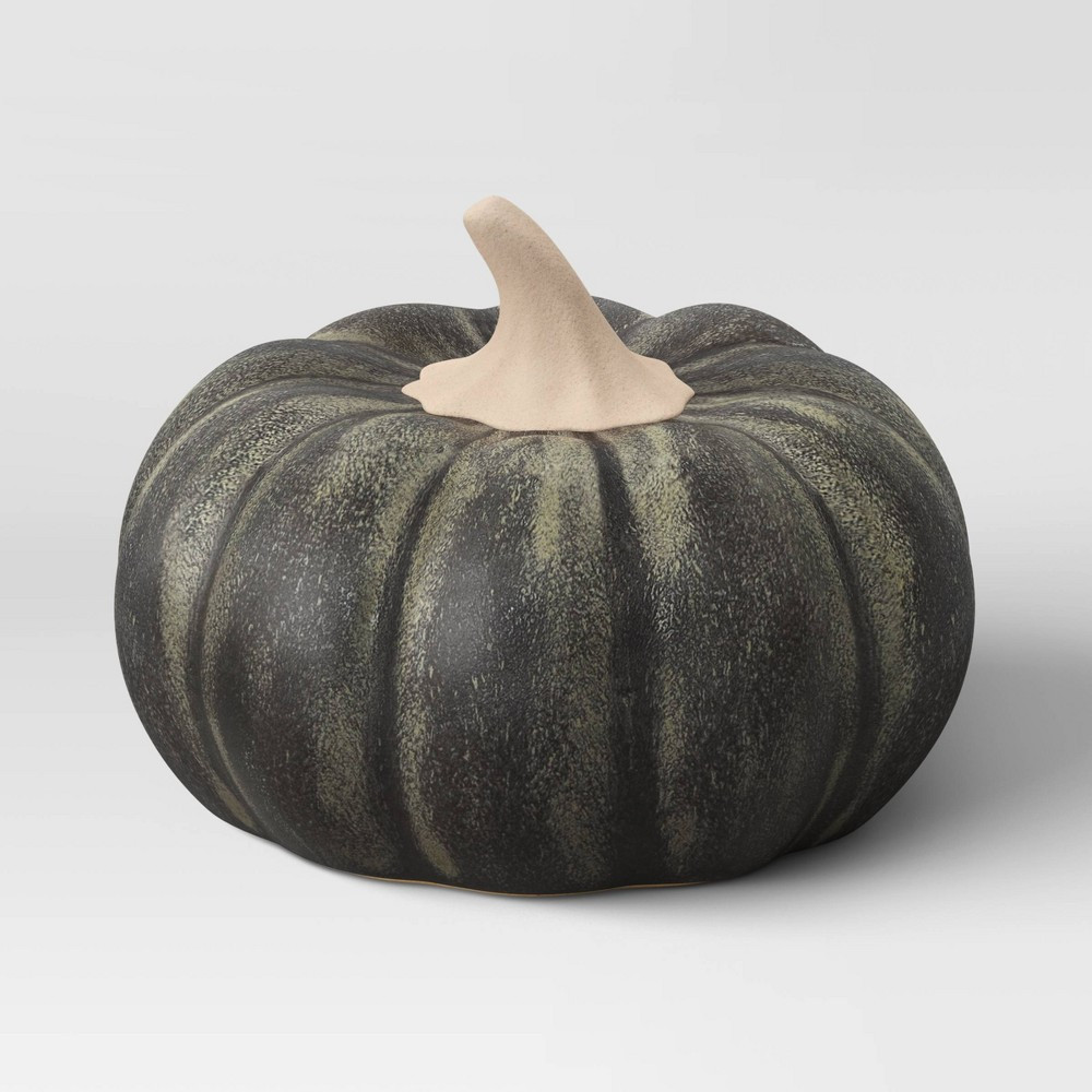 Small Glazed Ceramic Pumpkin Black - Threshold | Target