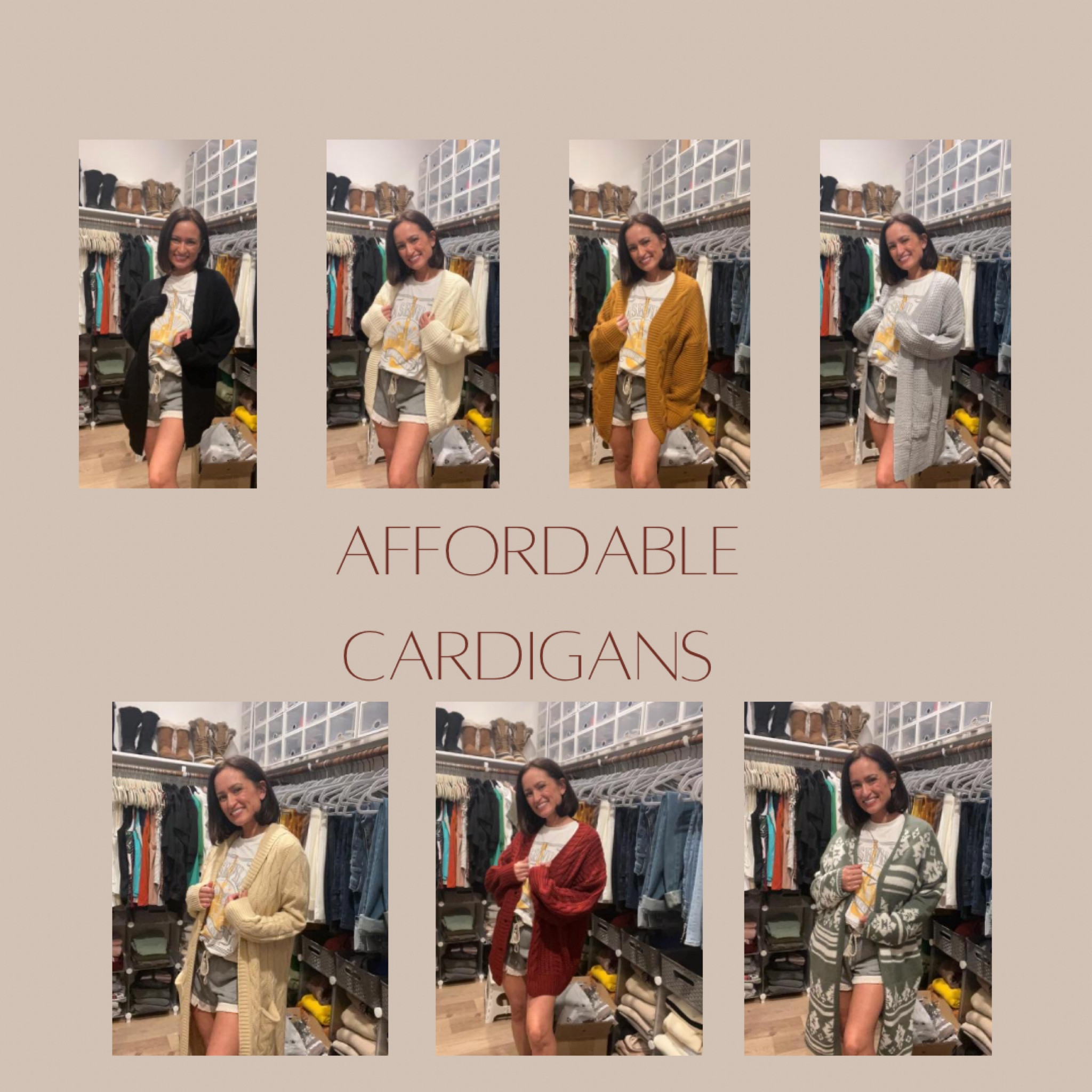 These are just a few of my favorite cardigans. They are all super cozy and best of all super affordable. I also linked other favorites for you guys. I just couldn’t fit all of them in this collage. I am a medium in all of these cardigans. I did size up on the cream and mustard cardigans from Amazon for a more oversized look. I am 5’2”, 125, 29 waist,38 hip and 36C for reference. 