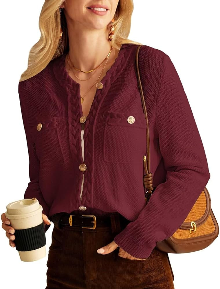 GRACE KARIN Womens Button Down Cardigan Long Sleeve Open Front Knit Cardigan Sweaters with Pocket... | Amazon (US)