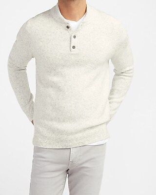 Cozy Mock Neck Henley Sweater White Men's XS | Express