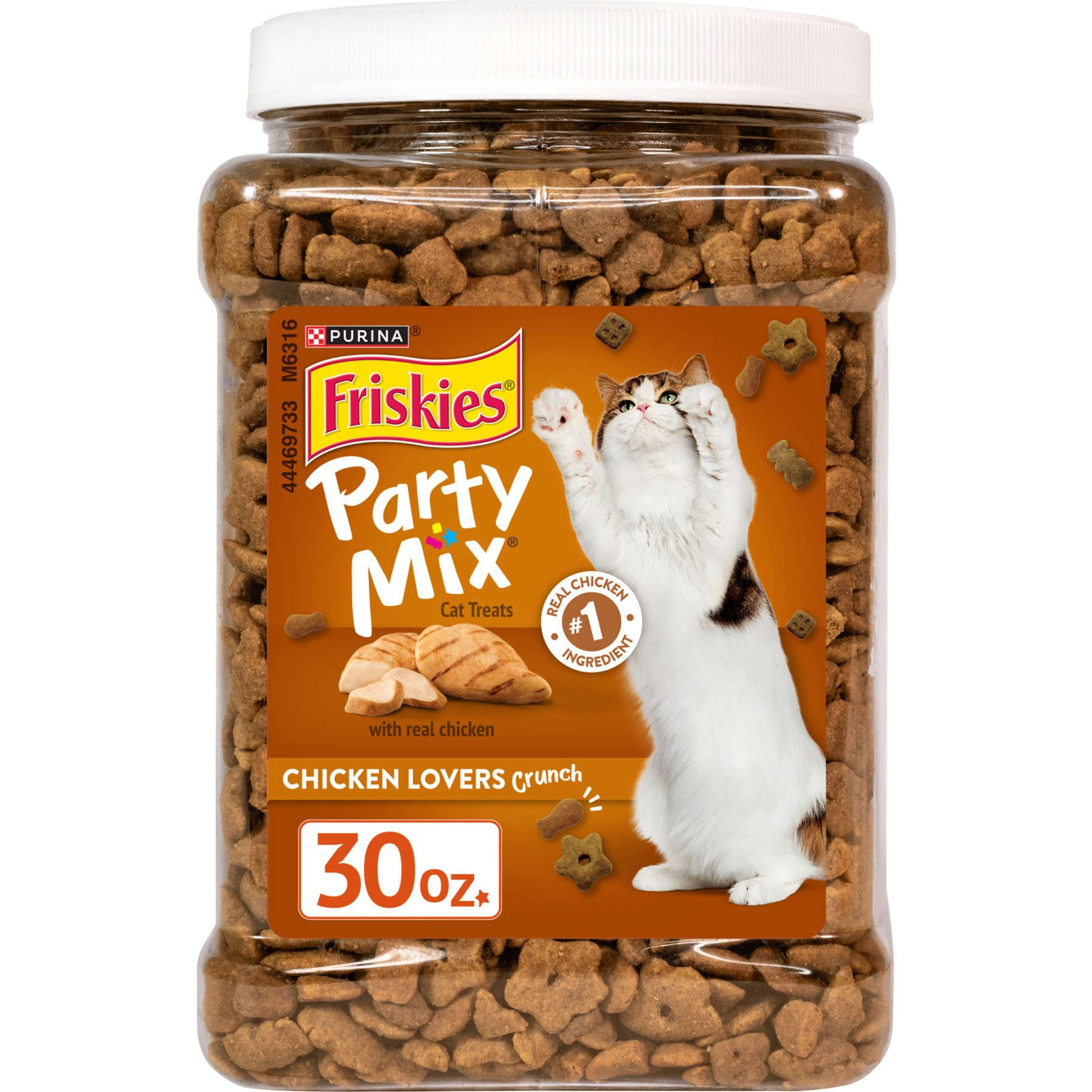 Friskies Party Mix Chicken Lovers Crunch Crunchy Cat Treats, 30-oz canister | Chewy