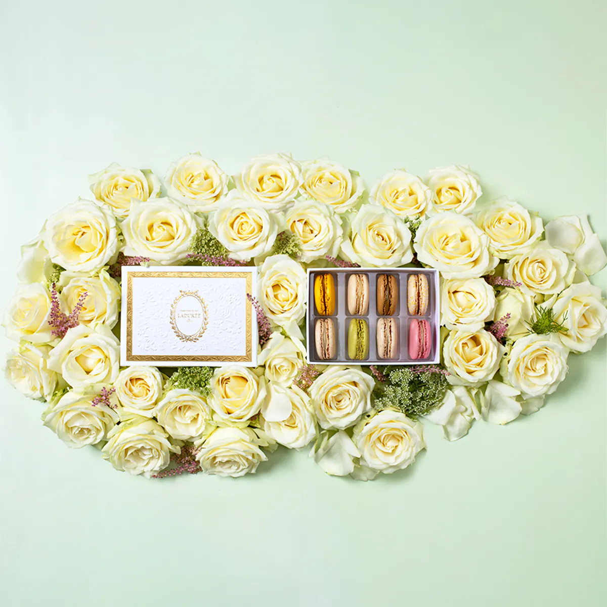 "160th Anniversary" White - Gift Box of 8 Macarons | Goldbelly