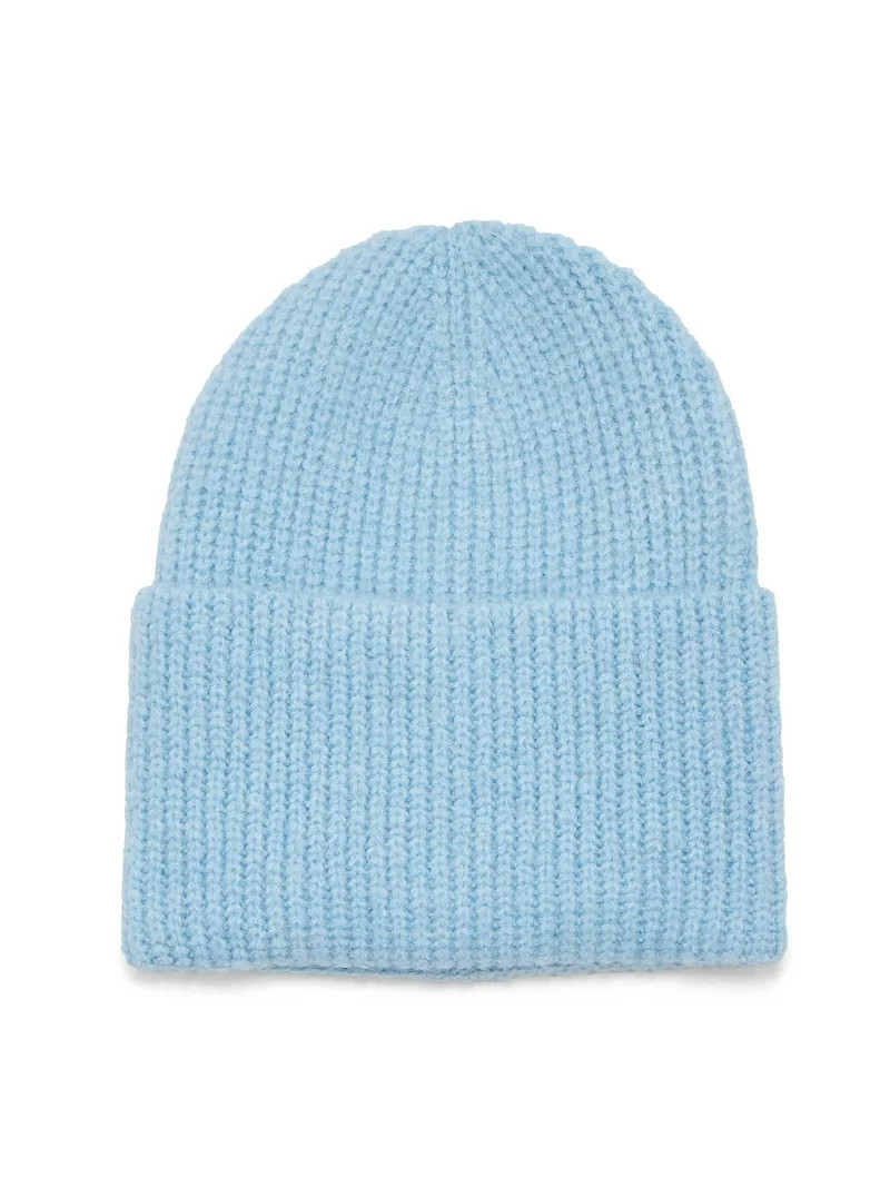 Time and Tru Women's Wide Cuff Beanie Hat, One Size, Blue | Walmart (US)