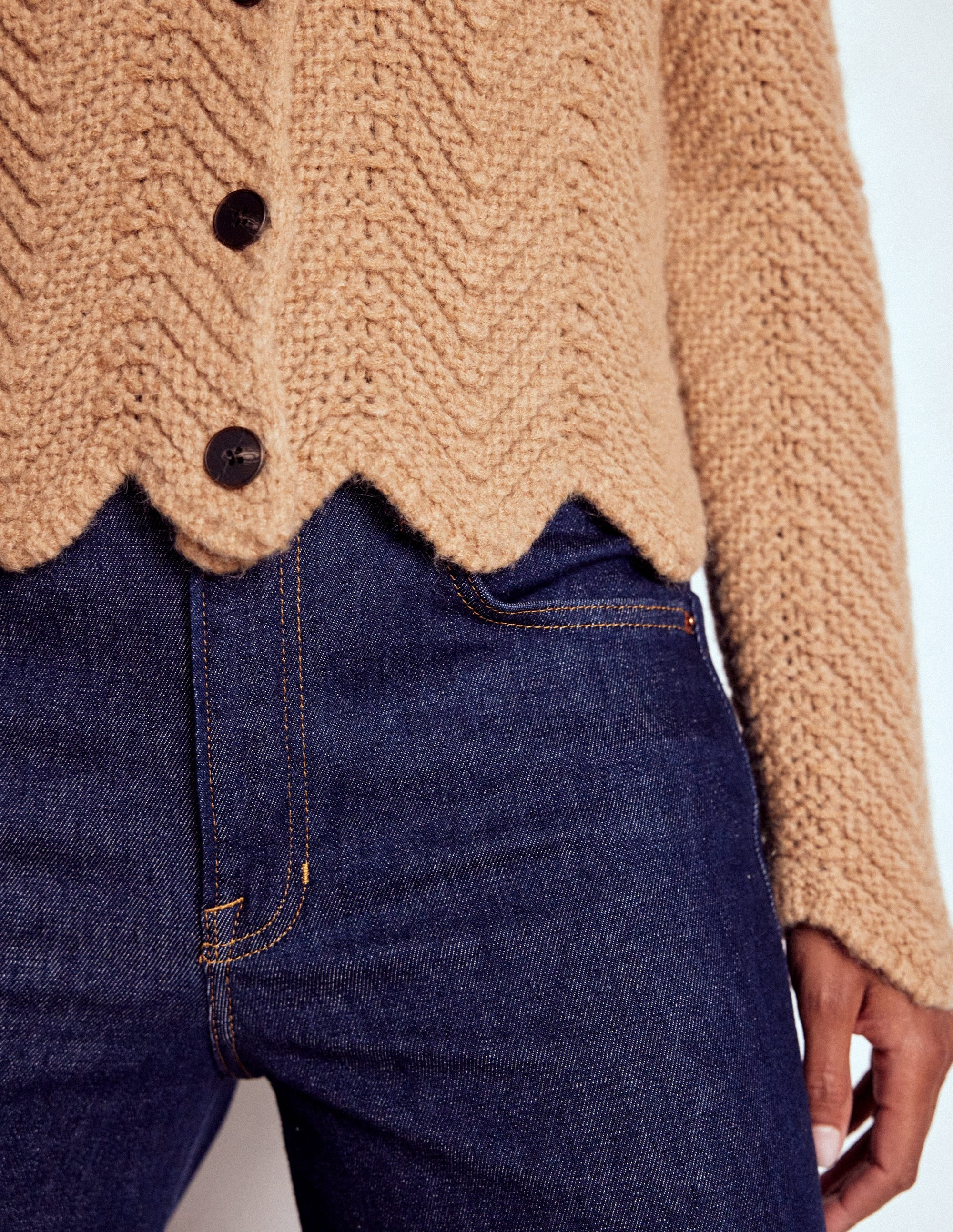 Chunky Chevron Knitted Jacket-Camel | Boden (US)
