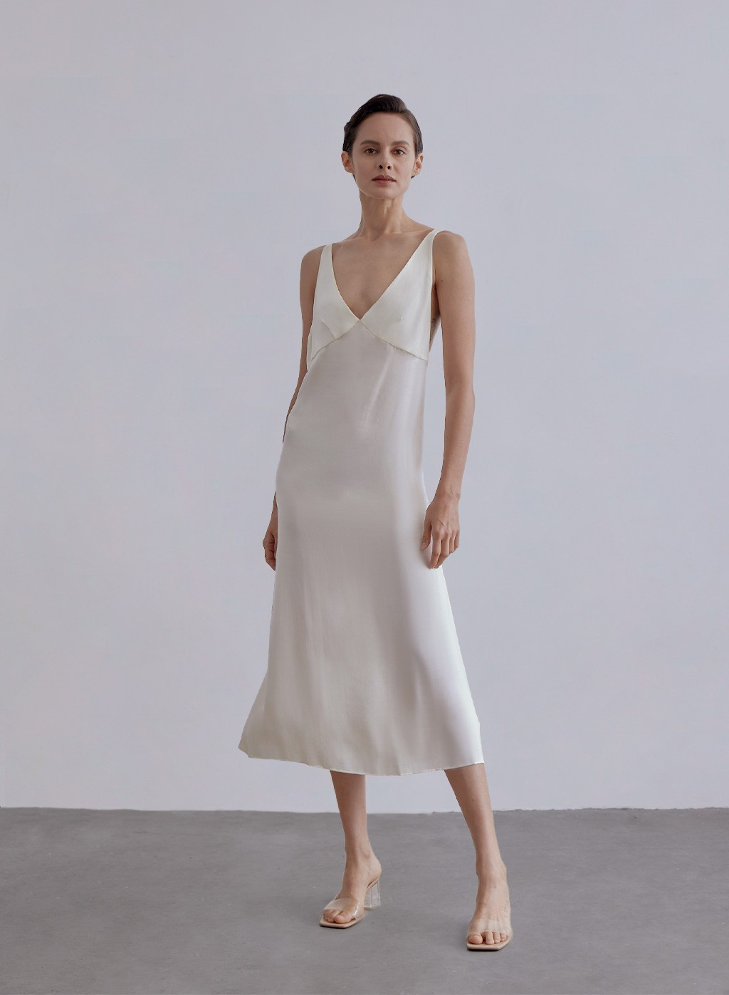 Low Back V-Neck Silk Maxi Slip | Silk Maison