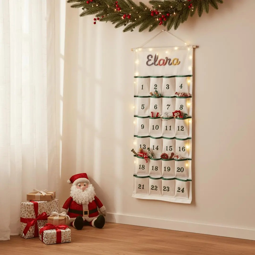 Personalized Christmas Advent Calendar for Kids | Hand Embroidered Custom Name Countdown Calendar... | Etsy (US)