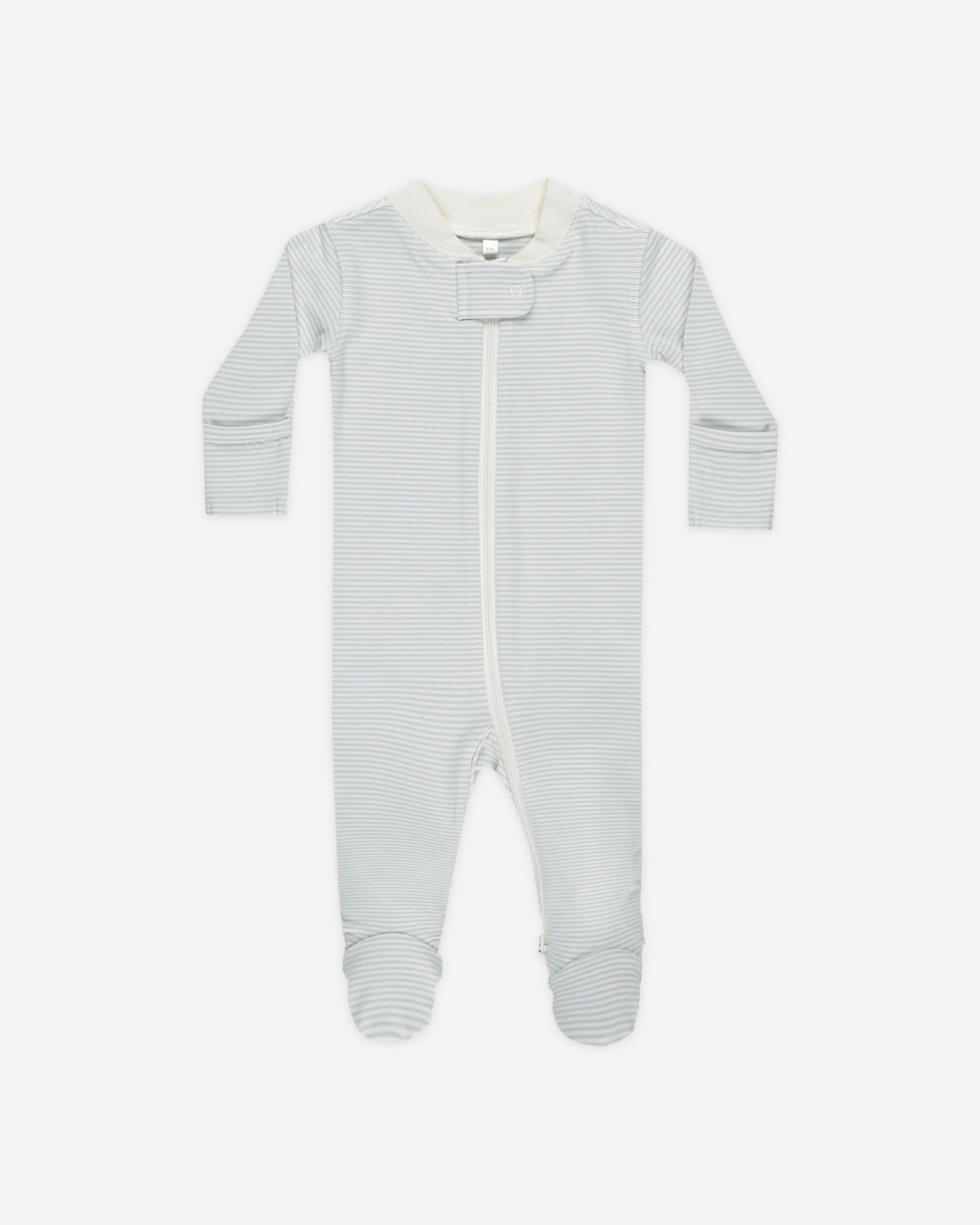 Zip Long Sleeve Sleeper Footie || Sky Micro Stripe | Rylee + Cru
