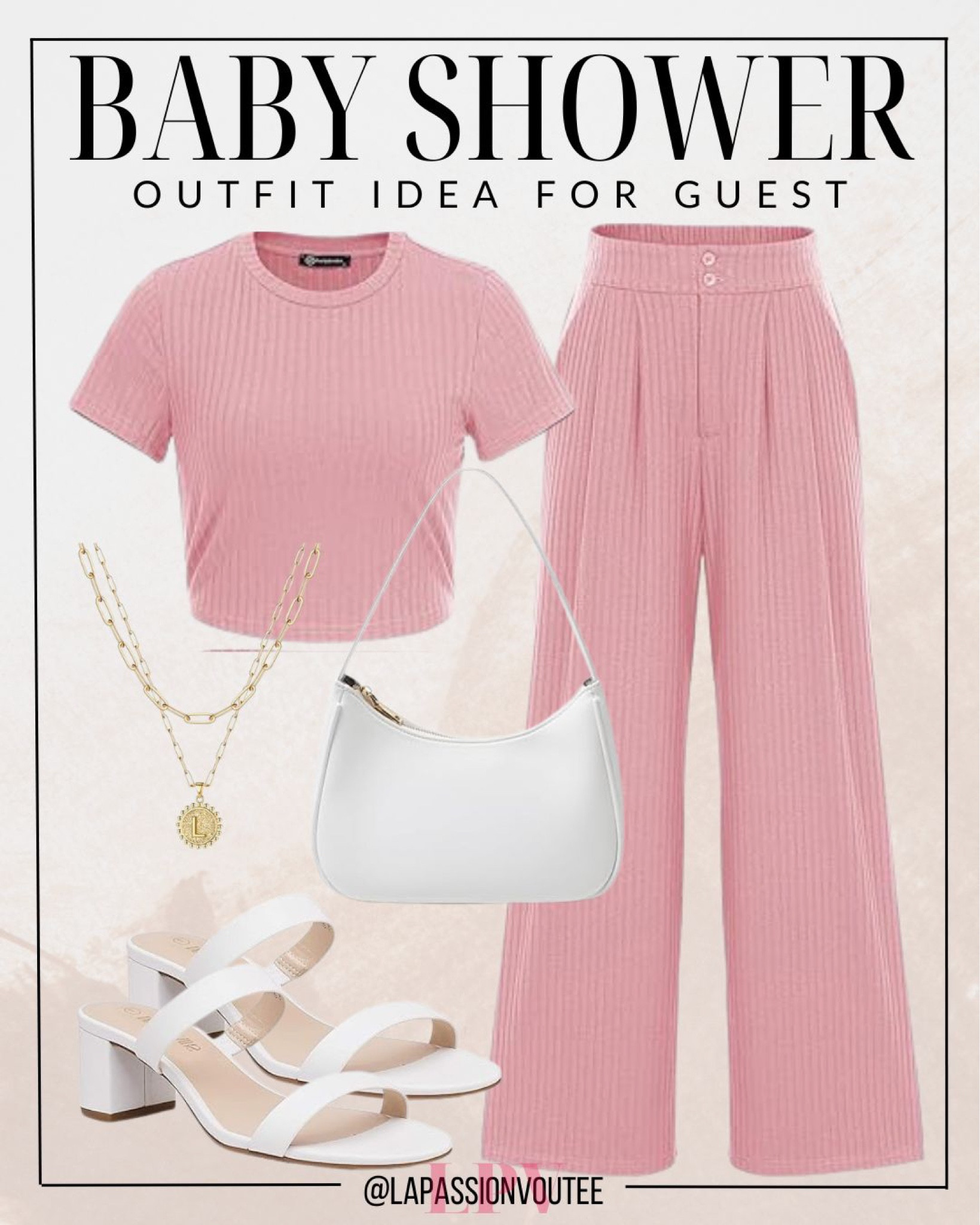 Rock the baby shower in trendy yet comfy style! Pair a cute crop tee with flowy wide-leg pants for a laid-back chic vibe. Personalize with an initial necklace, sling on a versatile shoulder bag, and finish with classy heeled sandals. Effortlessly cool, ready to celebrate!

#LTKparties #LTKSeasonal #LTKstyletip