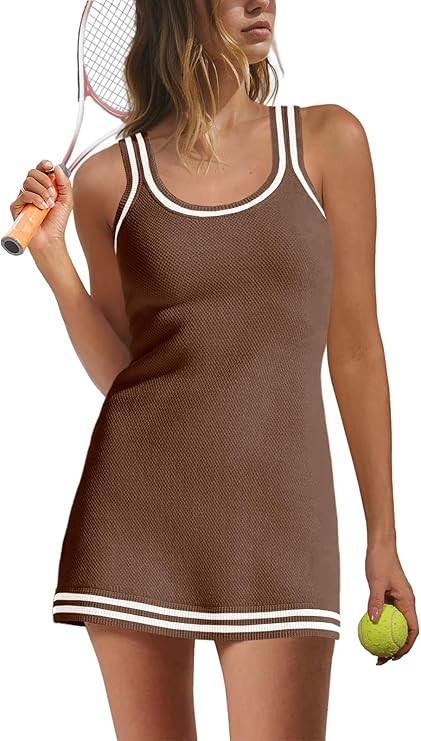 Nirovien Womens Tennis Dress with Shorts Sleeveless Athletic Romper Dress Knit Active Dresses Wor... | Amazon (US)