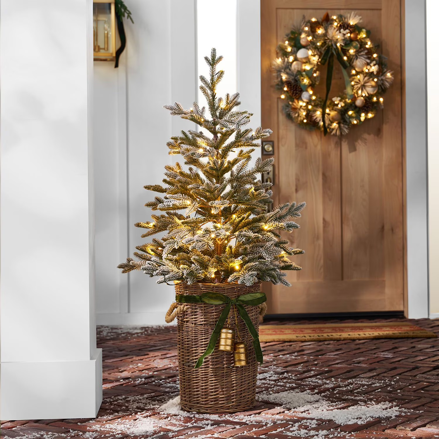 Member's Mark 48" Pre-Lit Flocked Topiary in Woven Basket | Sam's Club