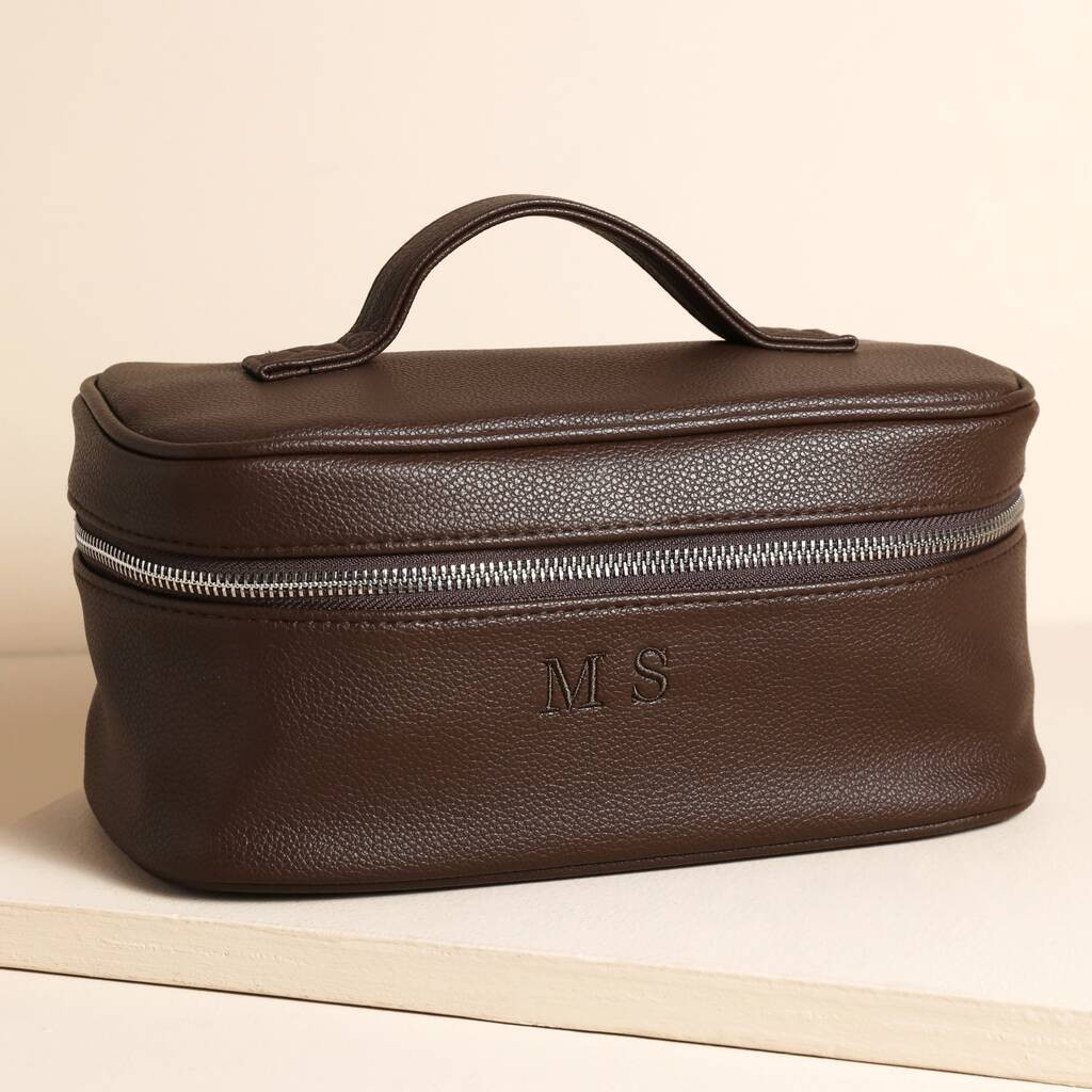 Personalised Initials Voyager Wash Bag In Brown | Not On The High Street