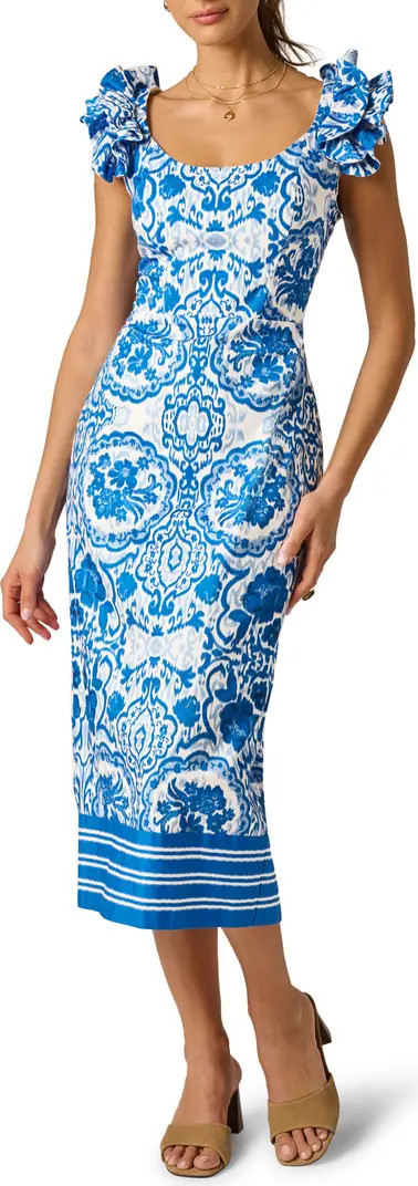 Floral Print Column Midi Dress | Nordstrom