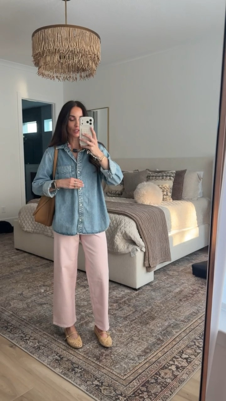 Outfit with denim shirt, target finds, pink jeans, spring outfit, annabrstyle.

#LTKootd #LTKOver40