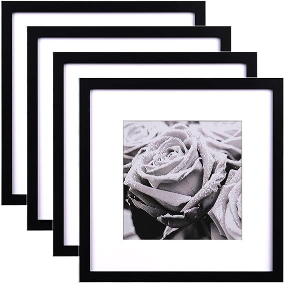 Yaetm 12x12 Picture Frames Black Set of 4, Square Photo Frame Displays 8x8 with Mat or 12x12 with... | Amazon (US)