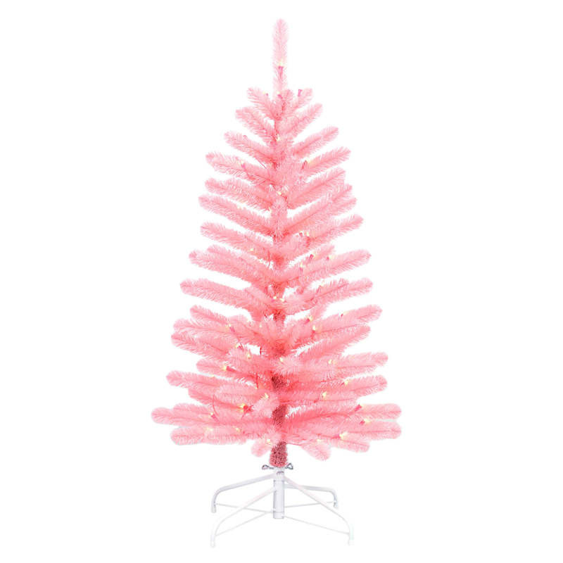 (A15) Pre-Lit Light Pink Fir Christmas Tree, 4' | At Home