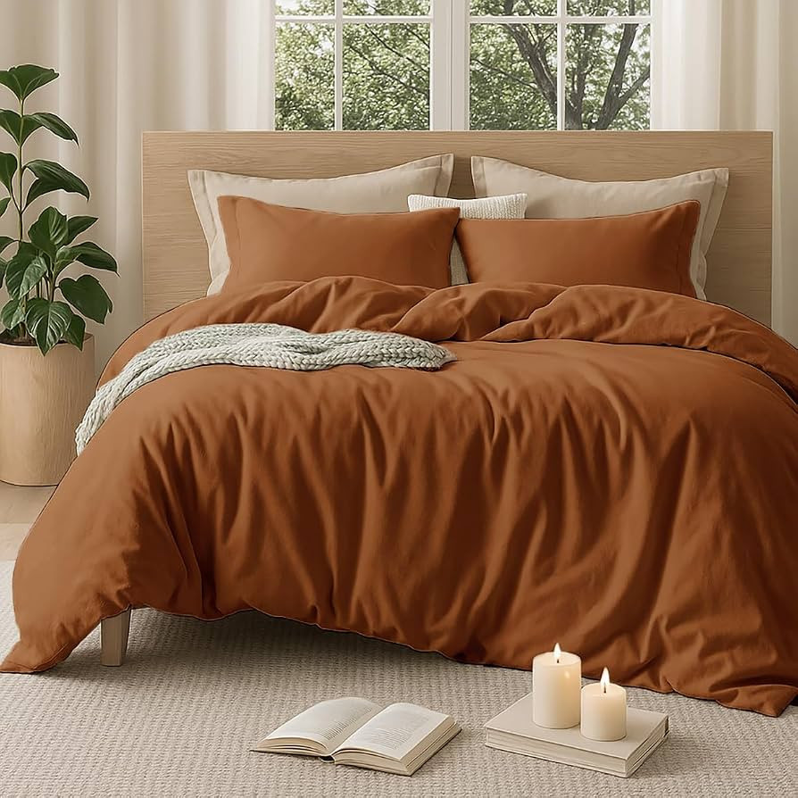 Sedefen Bed Linen 135 x 200 cm Cotton Burnt Orange, Oeko-Tex Certified Bed Linen Set, Cotton Bed ... | Amazon (DE)