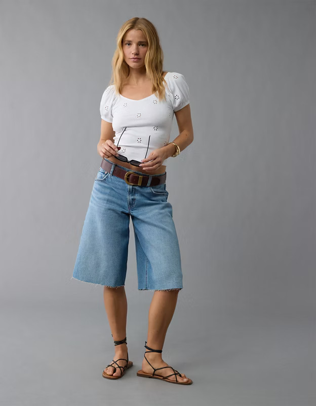 AE Puff Sleeve Embroidered Shirt | American Eagle Outfitters (US & CA)