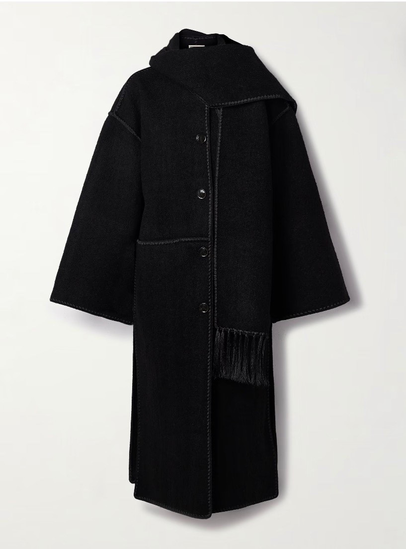 The long version of this fringed scarf coat is also on sale 40% off, in both colors! 