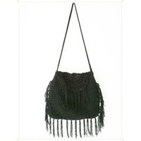 Crochet Fringe Crossbody Bag Handmade Boho Gothic Shoulder Bag | Etsy (US)