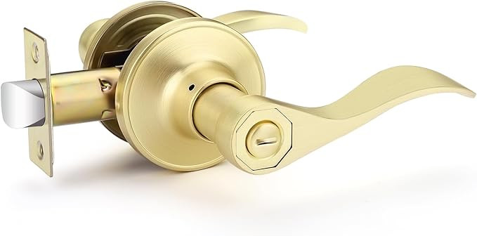 EHOMEWARE 10 Pack Gold Door Handle, Wave Style Privacy Bed Bath Door Levers in Satin Brass Finish... | Amazon (CA)