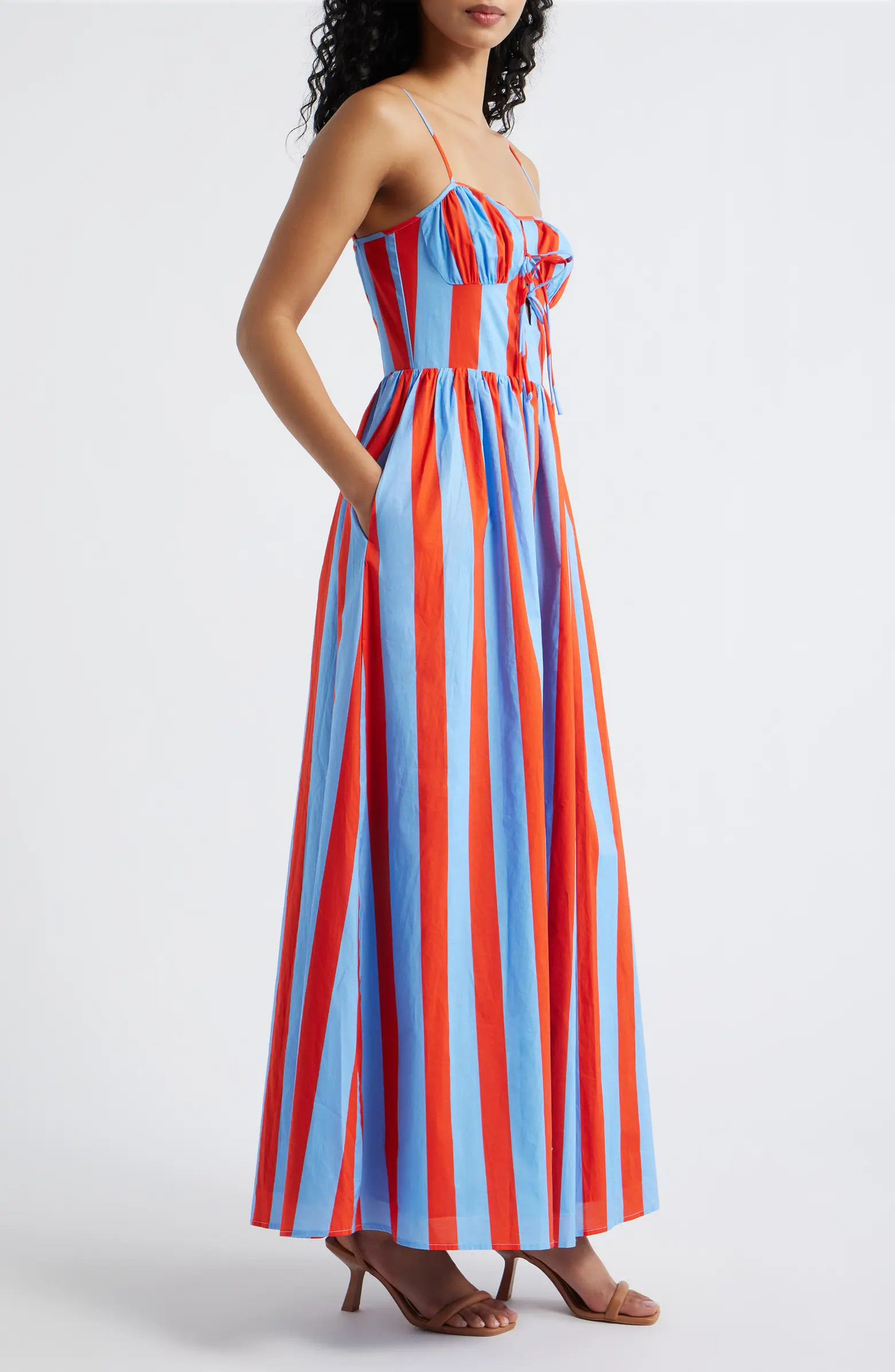 Line & Dot Primo Lace Back Stripe Sleeveless Maxi Dress | Nordstrom | Nordstrom