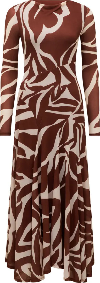 Ever New Tanny Long Sleeve Asymmetric Hem Mesh Midi Dress | Nordstrom | Nordstrom