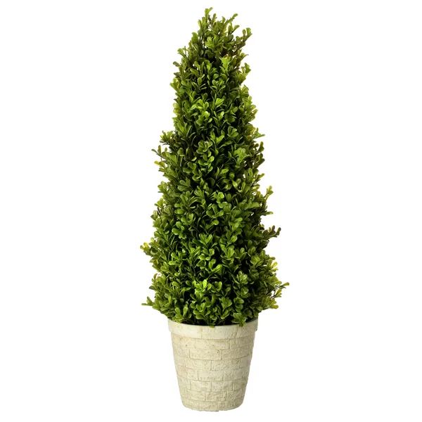 Faux Boxwood Topiary in Cement Planter | Wayfair North America