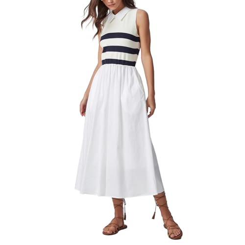 D-Sun Women's 2026 Spring Summer Sweater Midi Dresses Sleeveless Stripe Casual Knit A Line Long D... | Amazon (US)