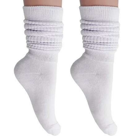 White Cotton Slouch Socks for Women Shoe Size 5-10 6 Pairs | Walmart (US)