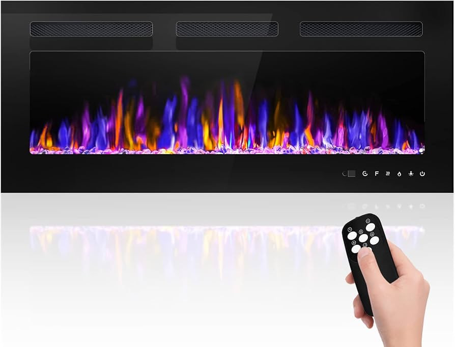 40" Electric Fireplace Wall Mounted and Recessed with Remote Control, 750/1500W Ultra-Thin Wall F... | Amazon (US)