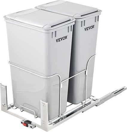 VEVOR Pull-Out Trash Can, 43Qt Double Bins, Under Mount Waste Container with Soft-Close Slides, 1... | Amazon (US)