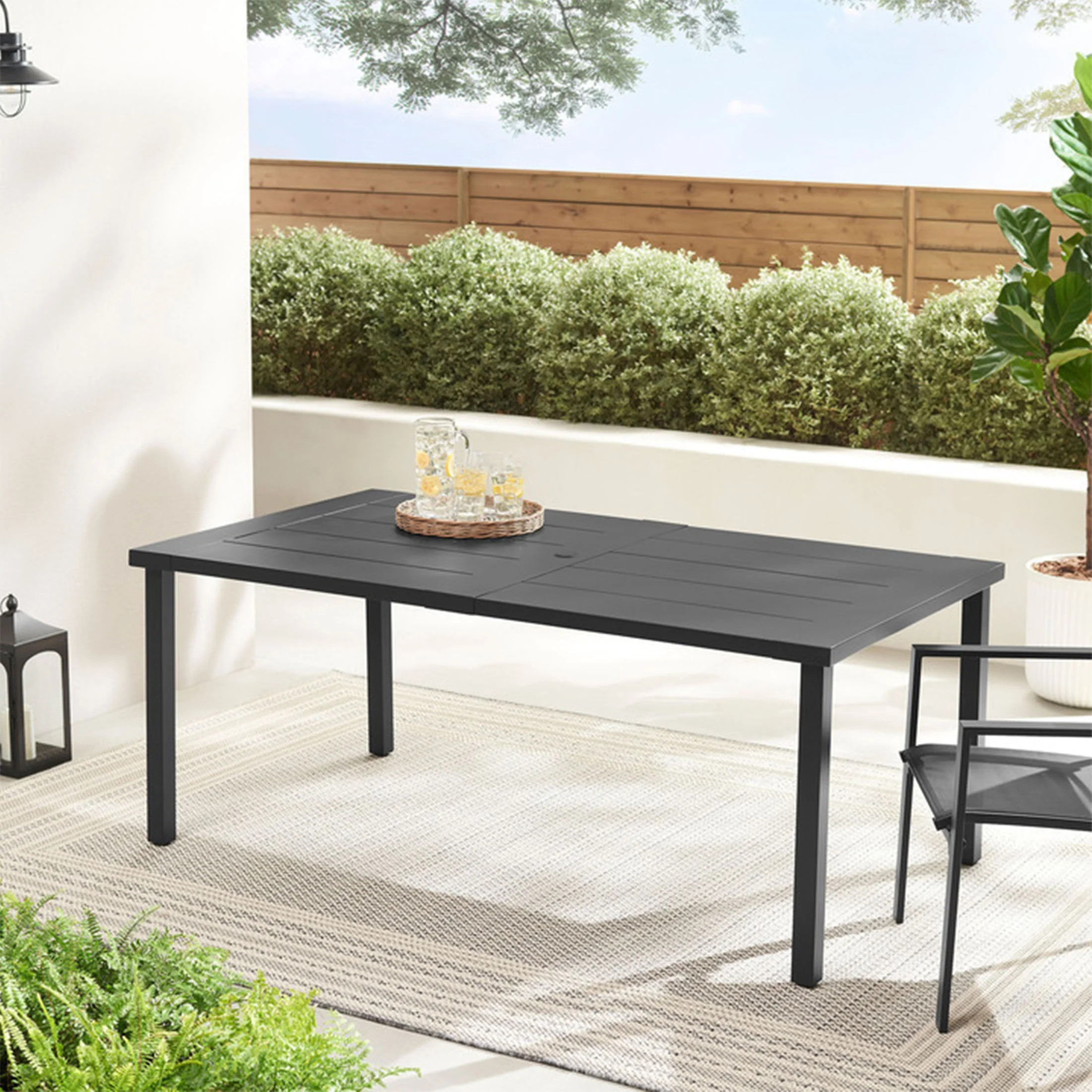 Mainstays Dashwood Rectangle Steel Outdoor Dining Table, Black | Walmart (US)