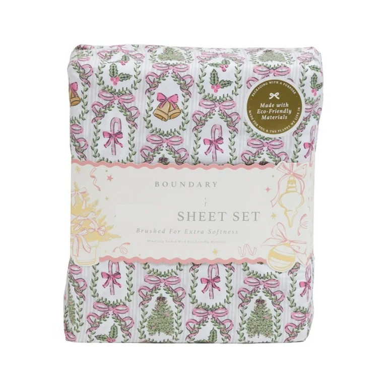 Boundary Christmas Winter Sheet Set (Christmas Coquette Frames, King) | Walmart (US)