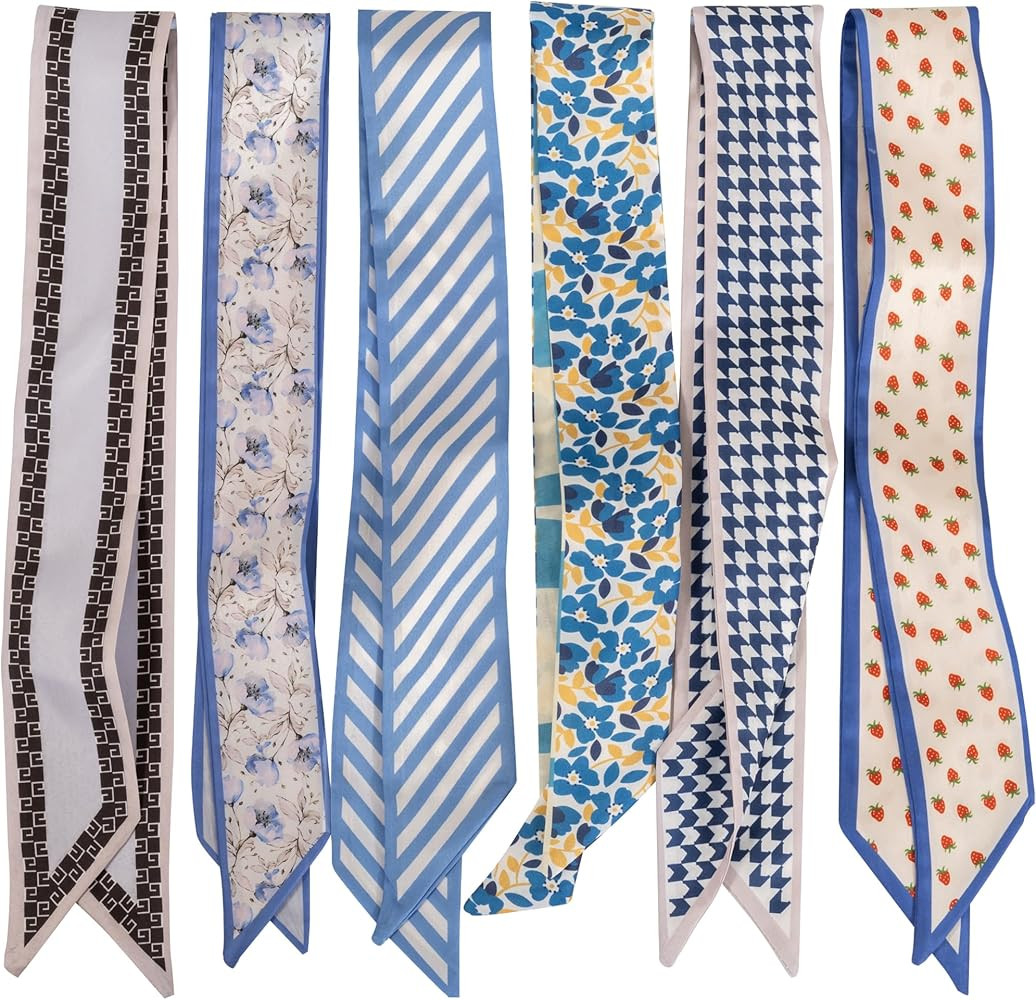 ZXZH 6 Pack Fashion Scarves for Women, Versatile Boho Head Scarf, Satin Scarf for Hair, Neck, Wri... | Amazon (US)