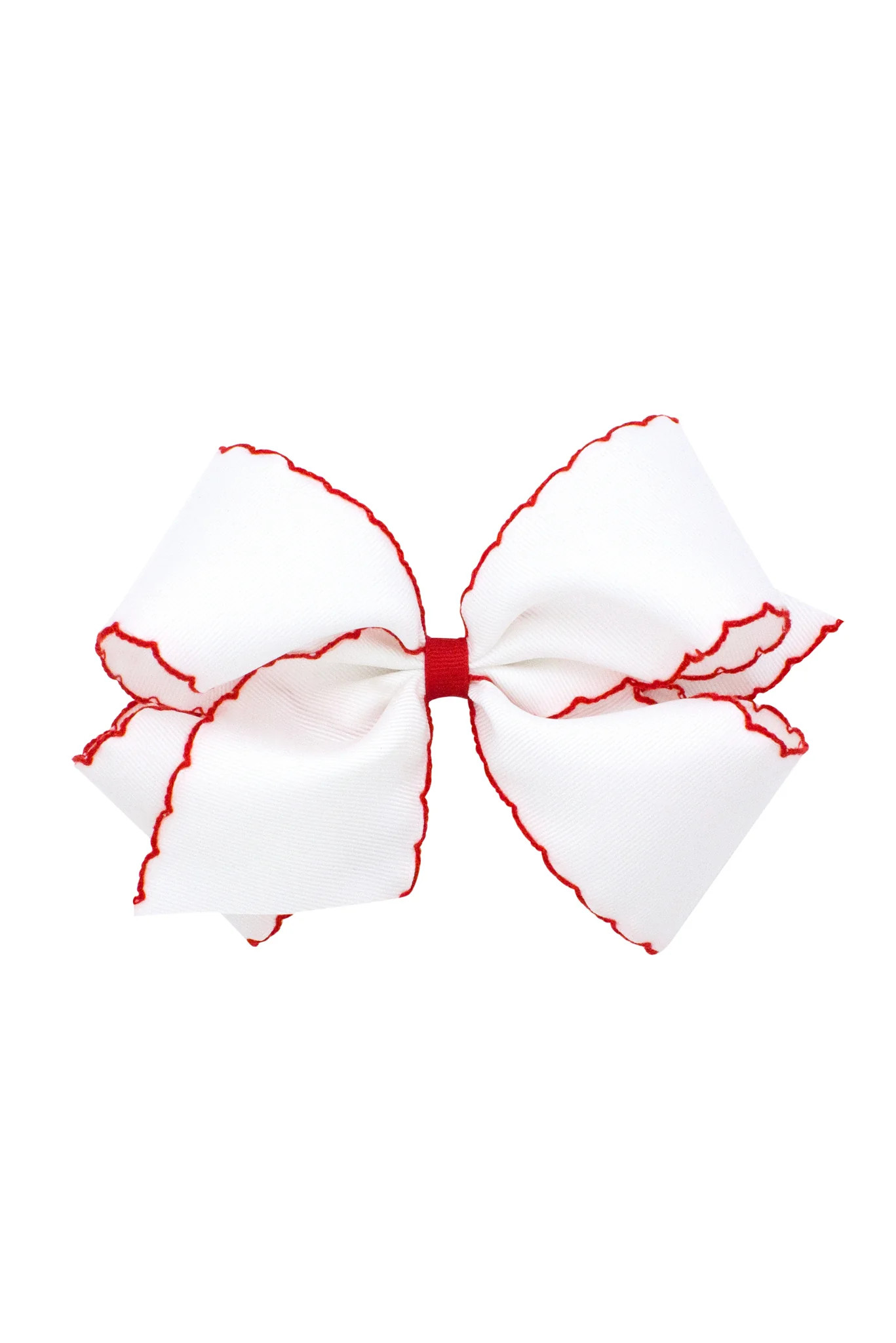 King White with Red MoonStitch Edge Bow | Sugar Dumplin' Kids
