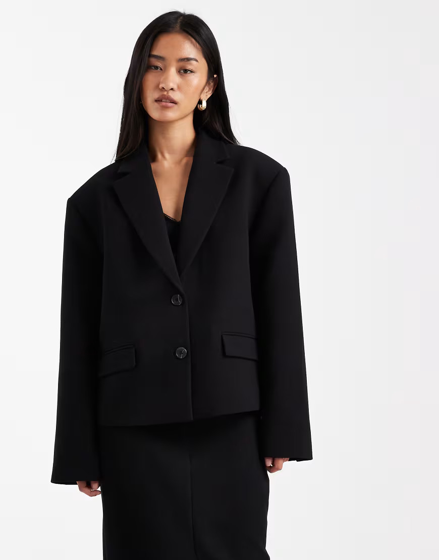 ASOS DESIGN tailored super oversized mansy blazer co-ord in black | ASOS (Global)