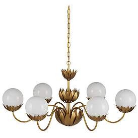 Currey & Company Mirasole 37"W Gold Leaf 6-Light Chandelier | Lamps Plus