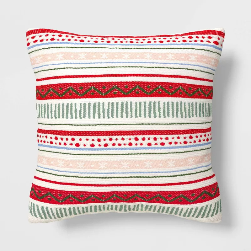 'Fair Isle' Square Christmas Throw Pillow Ivory/Green - Wondershop™ | Target