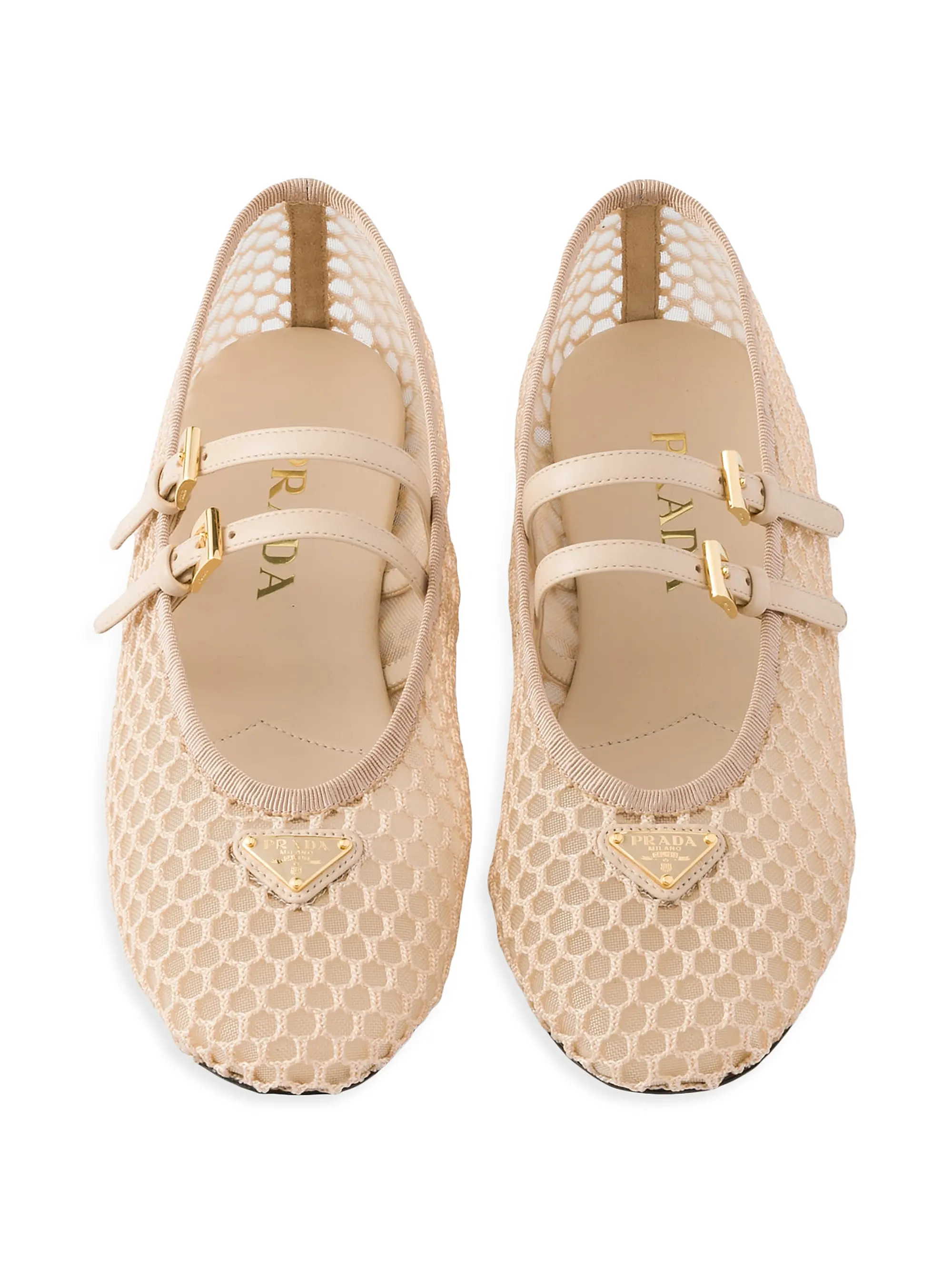 Shop Prada Mesh Fabric Ballerinas | Saks Fifth Avenue | Saks Fifth Avenue