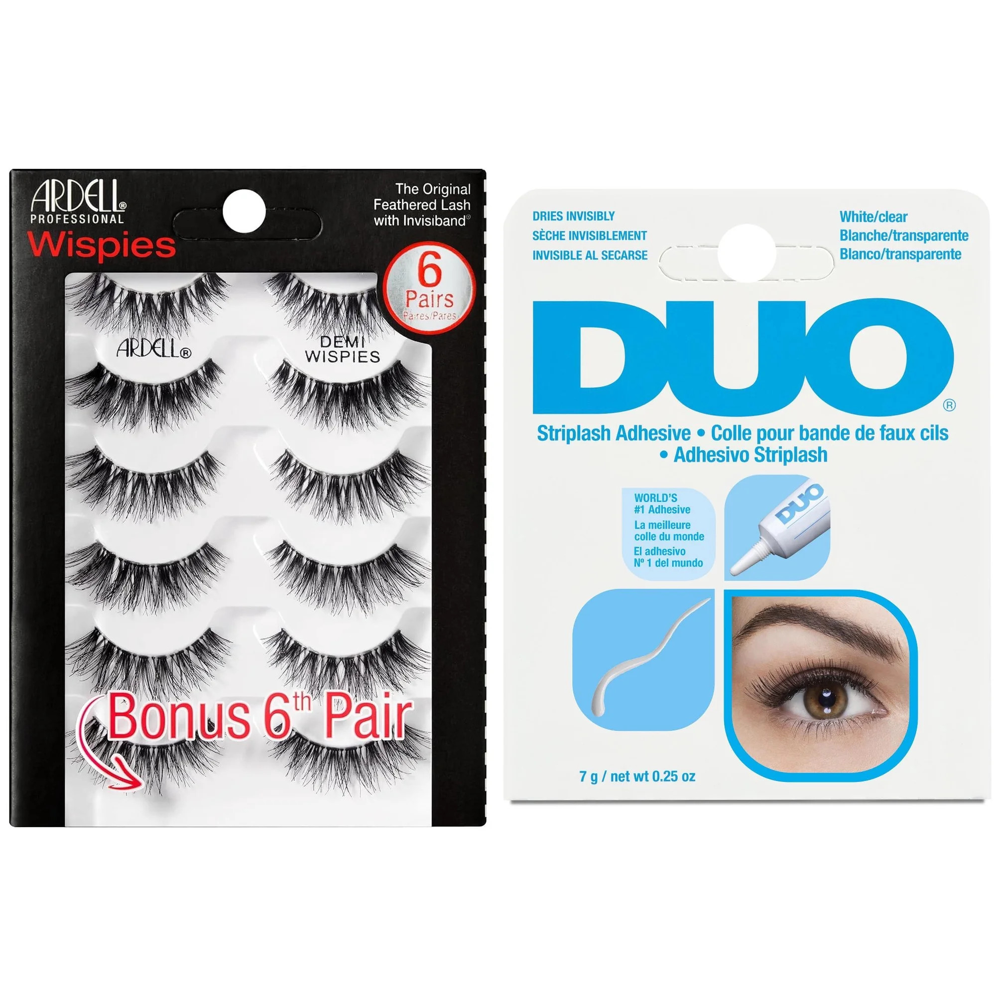 Ardell False Eyelashes Demi Wispies Black, 1 Pack (6 Pairs per pack) and Duo False Eyelash Adhesive, Clear, 0.25 Ounce 1 Pack | Walmart (US)