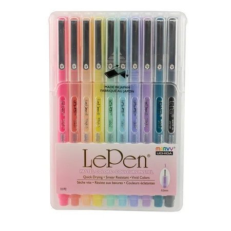Le Pen Brand Felt Tip Pens, Medium Point, Pastel Color, 0.3mm Tip, 10 Count Assorted | Walmart (US)