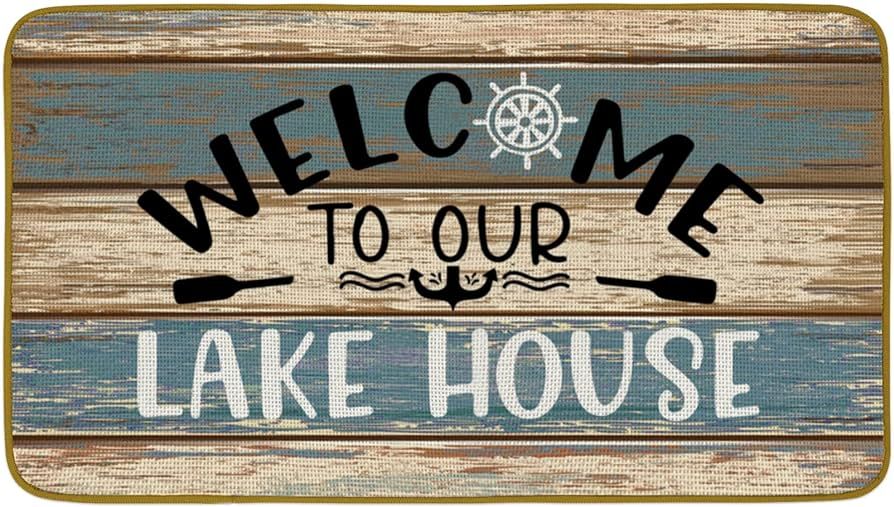 Burosev Welcome Decorative Doormat, Lake House Floor Mat, Rustic Welcome to Our Lake House Farmho... | Amazon (US)